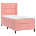 cadre de lit avec matelas Rose 100x200 cm Velours