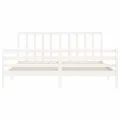 Cadre de lit avec tête de lit blanc 200x200 cm bois massif