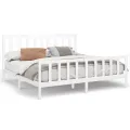 Cadre de lit Blanc Bois de pin massif 200x200 cm