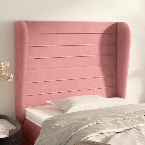 Tête de lit avec oreilles Rose 103x23x118/128 cm Velours