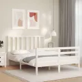 Cadre de lit avec tête de lit blanc 120x200 cm bois massif