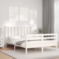 Cadre de lit avec tête de lit blanc 120x200 cm bois massif