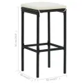 Ensemble de bar 3 pcs Résine tressée Noir