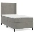 cadre de lit et matelas Gris clair 100x200cm Velours