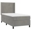 cadre de lit et matelas Gris clair 100x200cm Velours