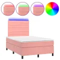 cadre de lit avec matelas LED Rose 120x200cm Velours