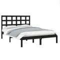 Cadre de lit Noir Bois massif 140x190 cm
