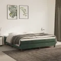 cadre de lit et matelas Vert foncé 160x200cm Velours