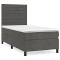 cadre de lit et matelas Gris foncé 90x190 cm Velours