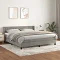 cadre de lit et matelas Gris clair 160x200cm Velours