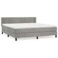 cadre de lit et matelas Gris clair 160x200cm Velours