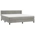cadre de lit et matelas Gris clair 160x200cm Velours