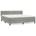 cadre de lit et matelas Gris clair 160x200cm Velours