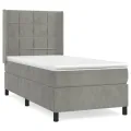 cadre de lit et matelas Gris clair 80x200 cm Velours