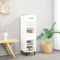 Armoire à chaussure Blanc brillant 30x35x105 cm Bois ingénierie