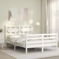 Cadre de lit avec tête de lit blanc 120x200 cm bois massif