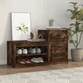 Armoire à chaussures chêne fumé 100x42x60 cm bois d'ingénierie