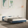Cadre de lit avec tête de lit Bleu foncé 140x190 cm Velours