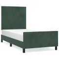 Cadre de lit avec tête de lit Vert foncé 100x200 cm Velours
