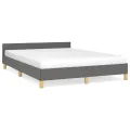 Cadre de lit avec tête de lit Gris foncé 140x190 cm Tissu