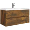 Armoire de lavabo Chêne fumé 90x38,5x45 cm Bois d'ingénierie
