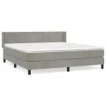 cadre de lit et matelas Gris clair 180x200cm Velours