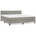 cadre de lit et matelas Gris clair 180x200cm Velours