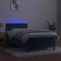 cadre de lit avec matelas et LED Bleu foncé 80x200cm