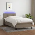 cadre de lit avec matelas LED Taupe 100x200 cm Tissu