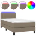 cadre de lit avec matelas LED Taupe 100x200 cm Tissu