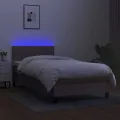 cadre de lit avec matelas LED Taupe 100x200 cm Tissu