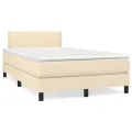 cadre de lit avec matelas Crème 120x200 cm Tissu