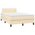 cadre de lit avec matelas Crème 120x200 cm Tissu