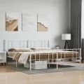 Cadre de lit métal avec tête de lit/pied de lit blanc 180x200cm
