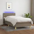 cadre de lit avec matelas LED Taupe 80x200cm Tissu