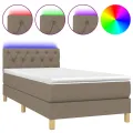 cadre de lit avec matelas LED Taupe 80x200cm Tissu