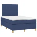 cadre de lit et matelas et LED Bleu 120x200 cm Tissu