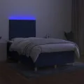 cadre de lit et matelas et LED Bleu 120x200 cm Tissu