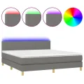 cadre de lit et matelas et LED Gris foncé 160x200 cm
