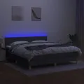 cadre de lit et matelas et LED Gris foncé 160x200 cm