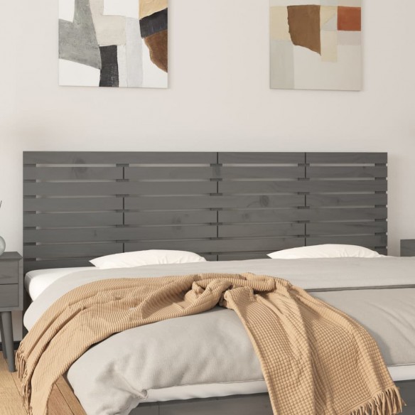 Tête de lit murale Gris 186x3x63 cm Bois massif de pin