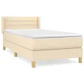cadre de lit et matelas Crème 90x190 cm Tissu