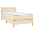 cadre de lit et matelas Crème 90x190 cm Tissu
