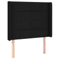 Tête de lit avec oreilles Noir 103x16x118/128 cm Tissu