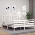 Cadre de lit avec tête de lit blanc 160x200 cm bois massif