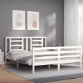 Cadre de lit avec tête de lit blanc 160x200 cm bois massif