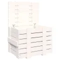 Boîte de rangement Blanc 58x40,5x42 cm Bois massif de pin