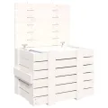 Boîte de rangement Blanc 58x40,5x42 cm Bois massif de pin