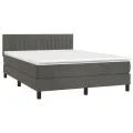 cadre de lit et matelas Gris foncé 140x200cm Velours