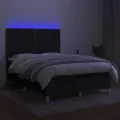 cadre de lit et matelas et LED Noir 140x200 cm Tissu